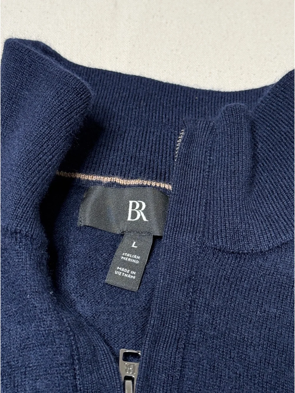 Banana Republic Italian Merino Wool Navy Quarter Zip Sweater Men’s L
